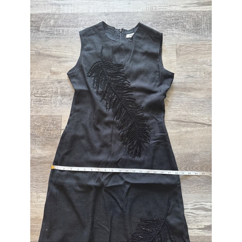 ZARA WOMAN SLEEVELESS EMBROIDERED MIDI DRESS ZW COLLECTION BLACK 6895/045 NEW - Picture 6 of 8
